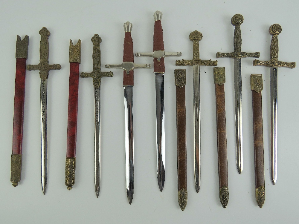 Five miniature decorative swords with scabbards, - Image 2 of 4