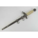 A WWII German Lufftwaffe 2nd model Officers dagger having 24.5cm blade, with scabbard.