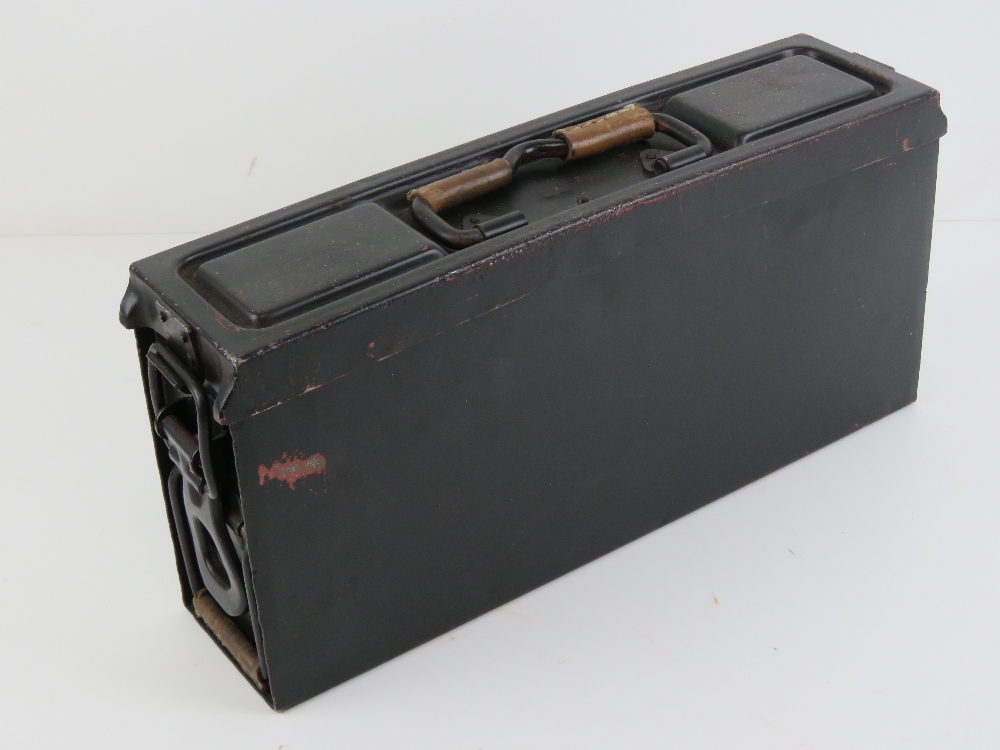 An early WWII German MG34 ammo tin having marks upon.