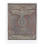 A WWII German metal door plaque.