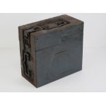 An unusual WWII German hinged lidded ammo box dated 1942 and having German marks upon.