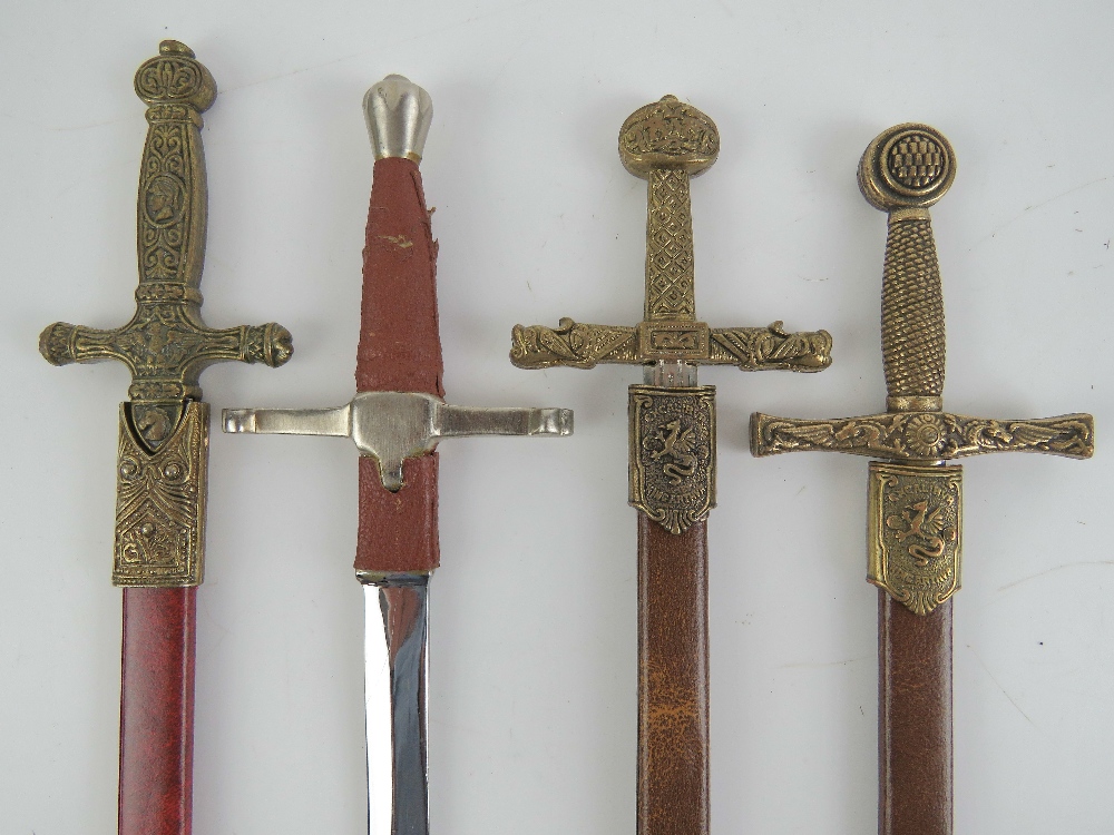 Five miniature decorative swords with scabbards, - Image 3 of 4