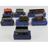 A quantity of Hornby Dublo 00 gauge wagons including oil wagon, open wagon, mineral wagon,