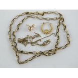 A 9ct gold chain, clasp slightly a/f, hallmarked 375, 46cm in length, 3.1g.