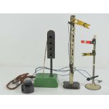 Two 0 gauge free-standing railway signals,