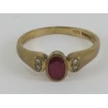 A 9ct gold ruby and diamond ring,