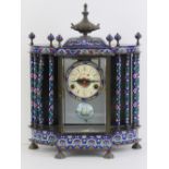 A 20th century cloisonné cased eight day striking mantle clock in the Oriental export style,