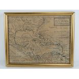 H Holl; Map of the 'West Indies & c. Mexico or New Spain', 26x20cm, framed.