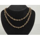 A 9ct gold long unusual link chain necklace,