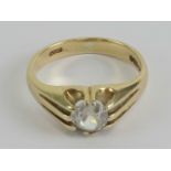 A 9ct gold and spinel gypsy ring, the round cut spinel approx 0.