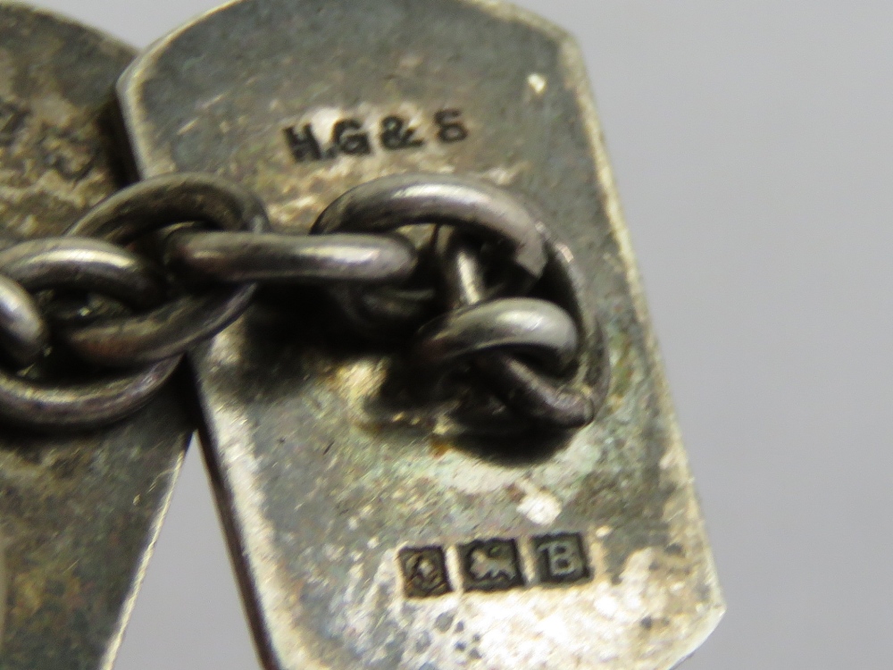 A pair of HM silver cufflinks having engine-turned pattern upon, halllmarked for Birmingham 1951. - Image 2 of 2