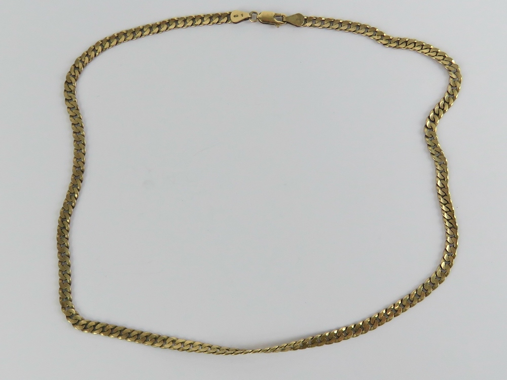 A 9ct gold flattened curb link chain necklace measuring 47.5cm in length, hallmarked 375. 16.3g. - Image 2 of 3