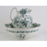 A wash jug and bowl in 'floral' design by Furnivals, bowl 39cm diameter.