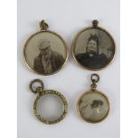 Two Victorian glazed lockets having photos to each side (matching - possibly made for two