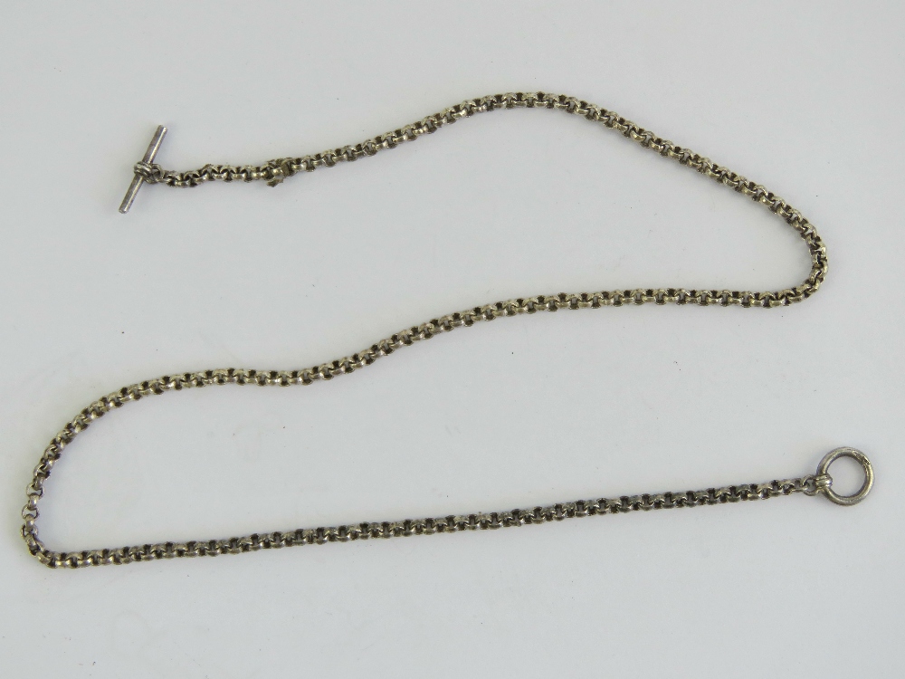 A HM silver chain necklace having T-Bar clasp, 42cm in length, hallmarked 925.
