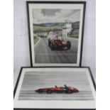 A pair of fine quality Ferrari themed colour prints from paintings by Roy Knockholds,