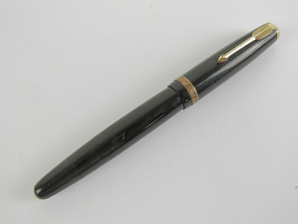 A vintage Parker Duofold fountain pen with Parker 14ct gold nib.