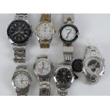 Seven assorted stainless steel wristwatches including; Limit, OTS, Claude Valentini, Slazenger, etc.