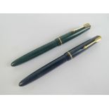 Two vintage Parker fountain pens each having Parker 14ct gold nib.