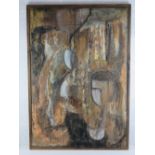 Margaret Bialokoz-Smith; a large abstract sand painting in stained pine frame,