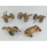 Five decorative cannons each approx 21cm