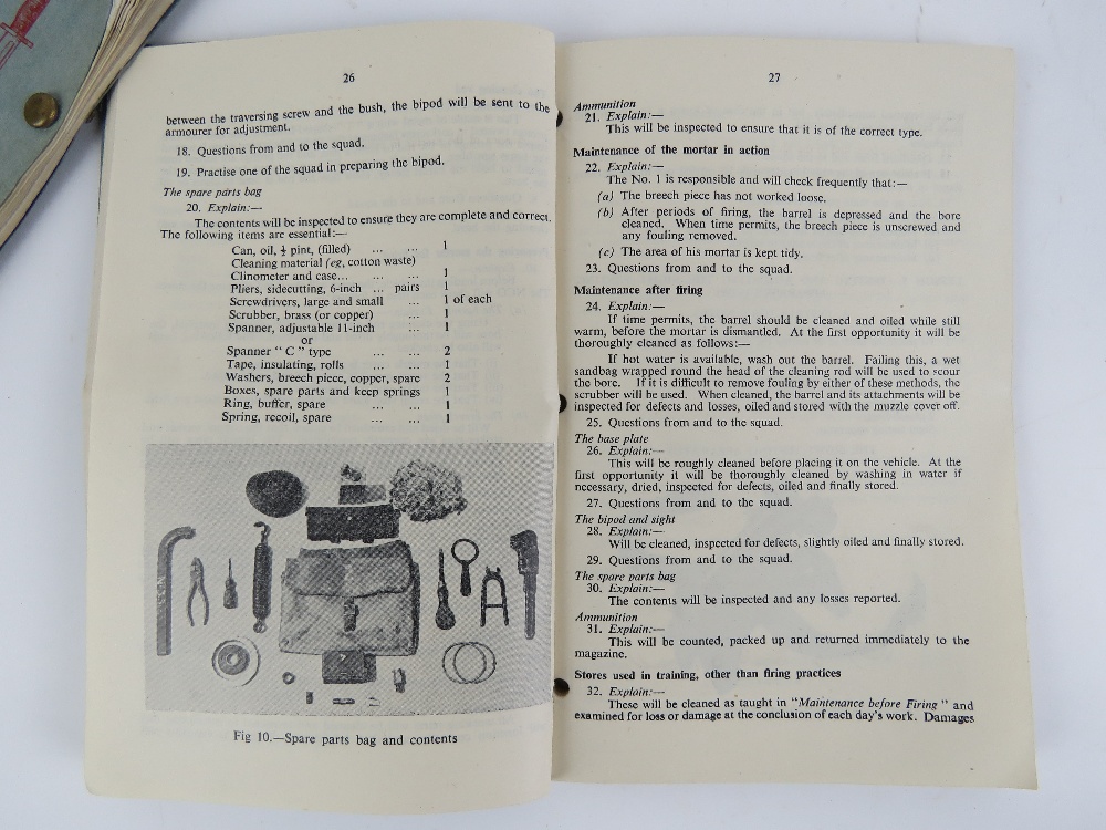 A British Browning pistol training book together with an Infantry mortar training book. Two items. - Image 5 of 6