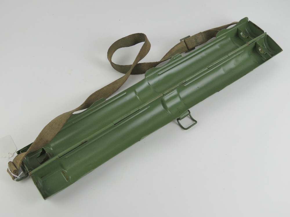 A MG42 spare barrel case, dated 1943 and marked LAUF SCHUTZER 42, with carry strap. - Image 2 of 3
