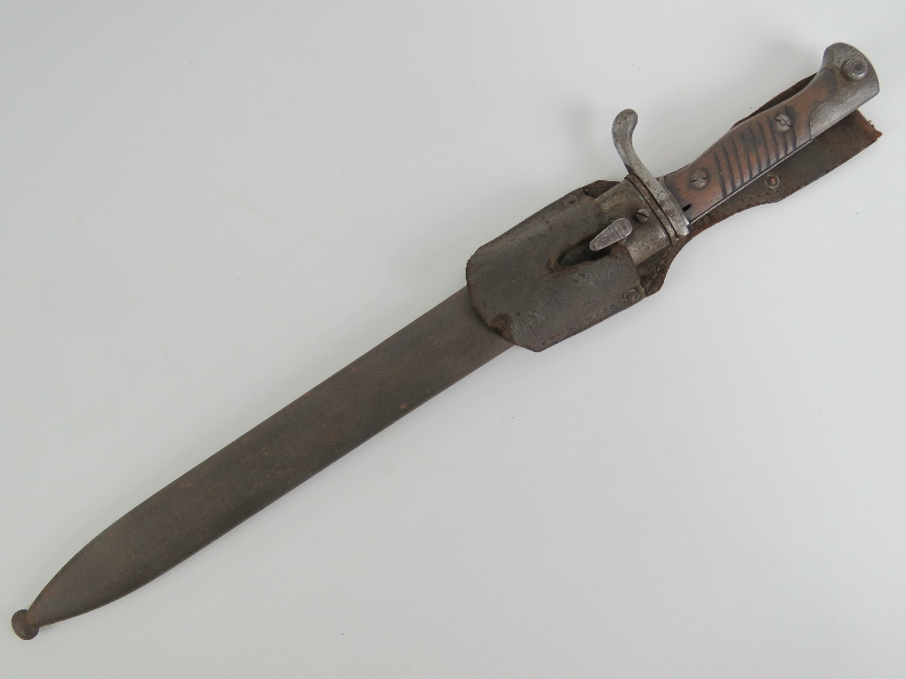 A WWI German Mauser bayonet with frog.