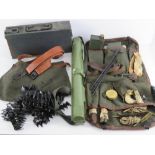 A quantity of assorted MG42 accessories including gunners kit, spare barrel case, cleaning rod,