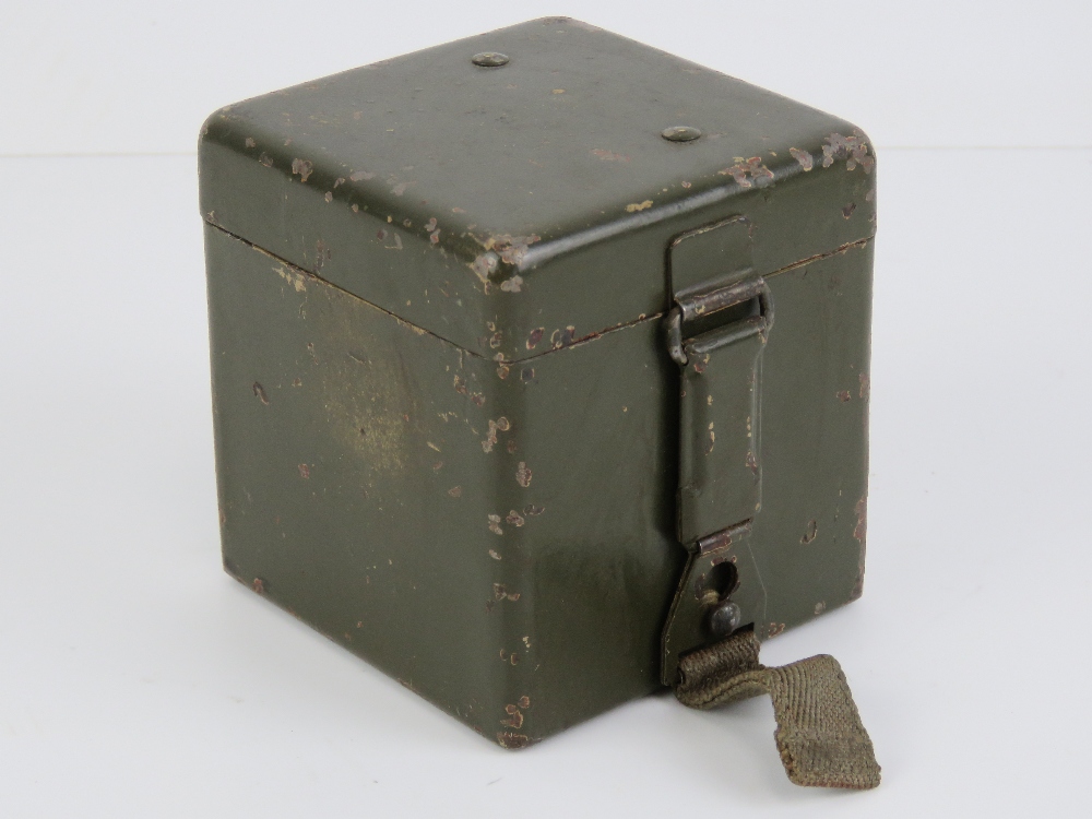 A WWII German MG34/42 Lafette battery box in green, having German marks upon, with strap. - Image 5 of 6