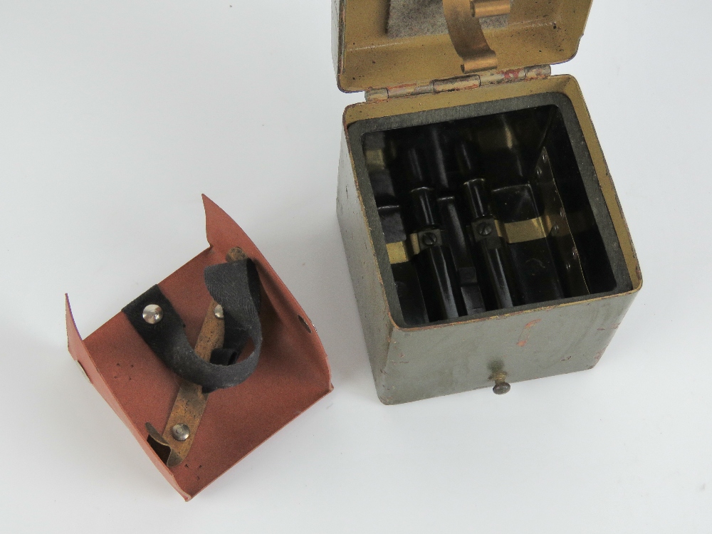 A WWII German MG34/42 Lafette battery box in green, having German marks upon, with strap. - Image 4 of 6