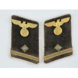 A pair of WWII German Political Leaders collar patches with white piping for a Kreisleiter NSDAP