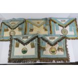 The Royal Antediluvian Order of Buffaloes (RAOB); Five ROH lambskin aprons,