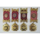 The Royal Antediluvian Order of Buffaloes (RAOB); Four KOM jewel medals with ribbons,