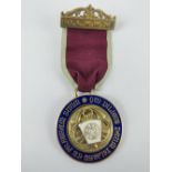 Masonic; a HM silver and enamel GLMMM Steward jewel medal, dated 1958 and presented to Bro C. Maden.