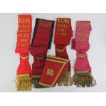 The Royal Antediluvian Order of Buffaloes (RAOB); two KOM red sashes by Toye,