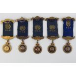 The Royal Antediluvian Order of Buffaloes (RAOB); five Primo GLE jewel medals c1941-1948 being;