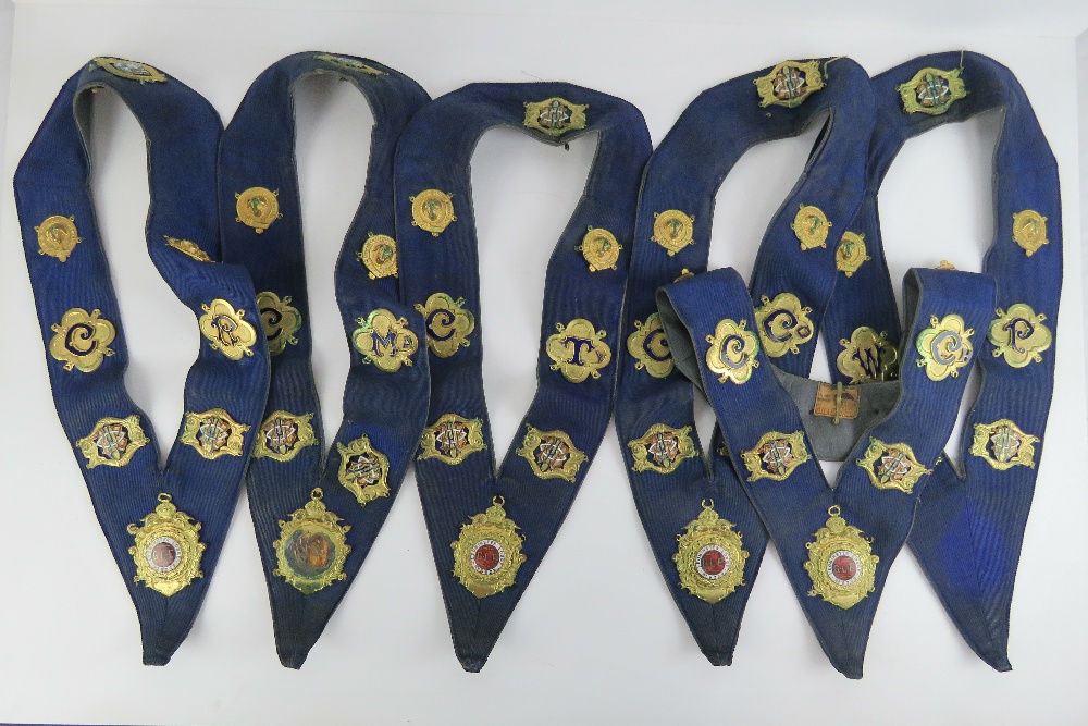 The Royal Antediluvian Order of Buffaloes (RAOB); six collars being C.R, W.P, C.MA, C.TY, C.