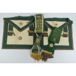 The Royal Antediluvian Order of Buffaloes (RAOB); A green fabric sash for Queen Mary II lodge No.