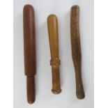 The Royal Antediluvian Order of Buffaloes (RAOB); Three wooden truncheons.