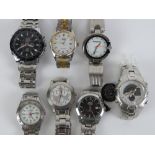 Seven assorted stainless steel wristwatc