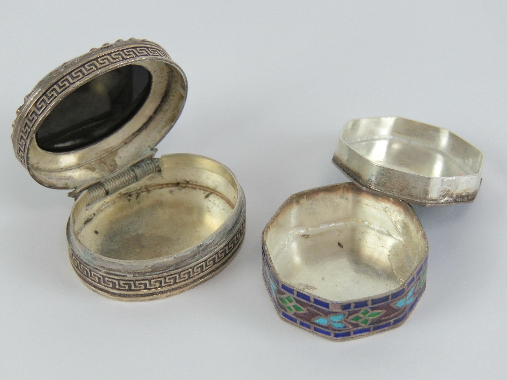 Two 925 silver pill boxes, - Image 2 of 4