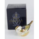 Royal Crown Derby Paperweight; Collectors Guild Exclusive, 'Firecrest', gold stopper or button,