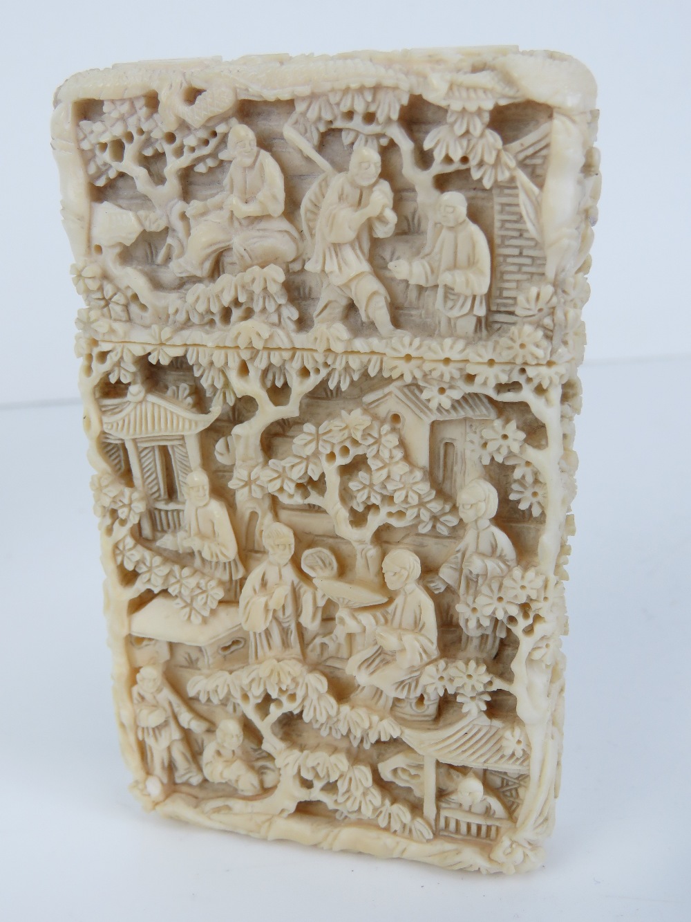 A 19th century carved ivory cylindrical brush pot, 9 x 5cm. - Image 7 of 11