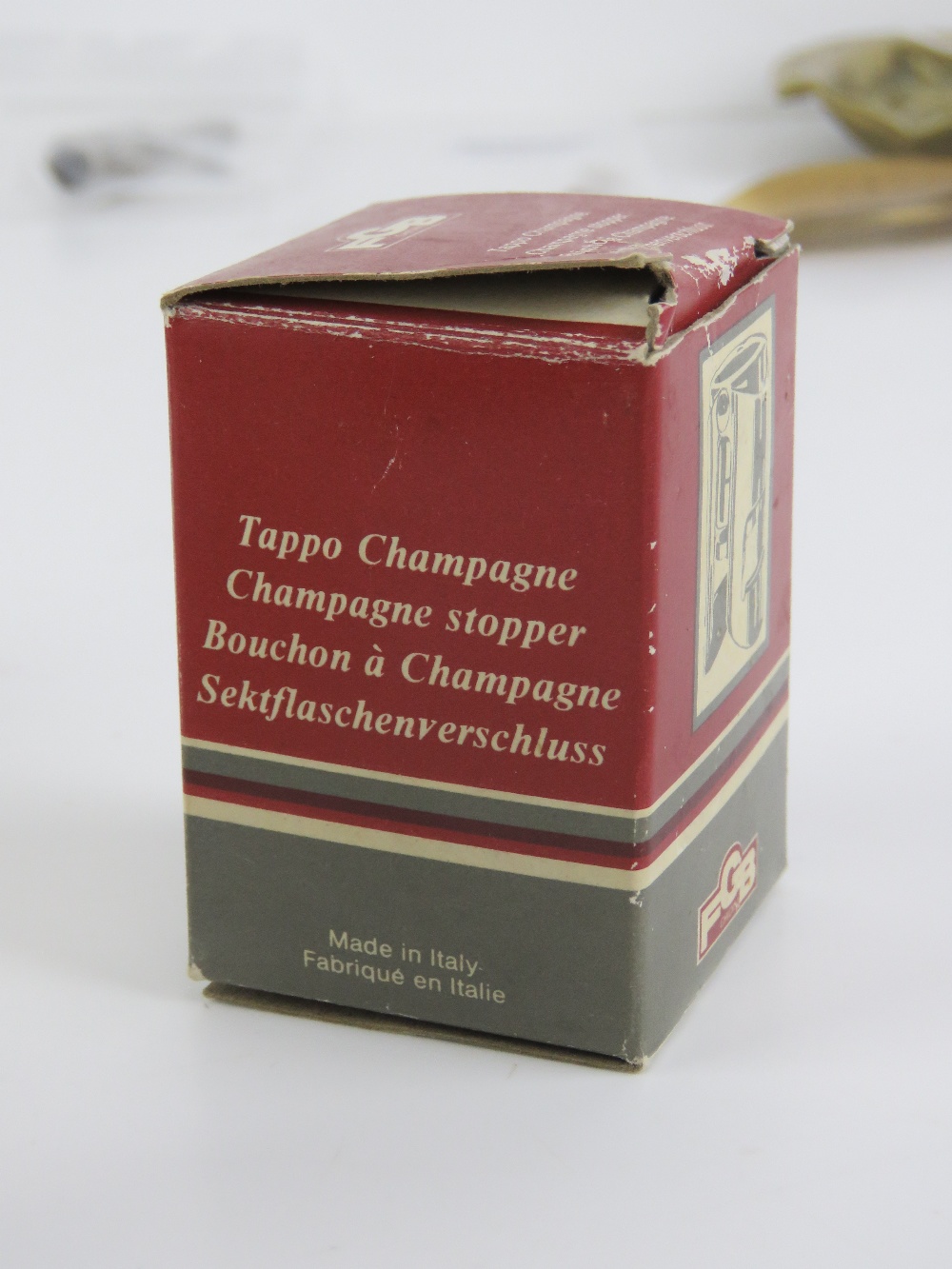 Two chrome Champagne bottle stoppers, one 'as new' in box. - Image 2 of 3