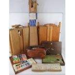 Two artists freestanding easel paint boxes, Julian of Paris and Maybeth of Italy,