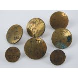 A set of brass East Galway Hunt buttons (five large + two small) made by Pitt & Co 31 Maddox St