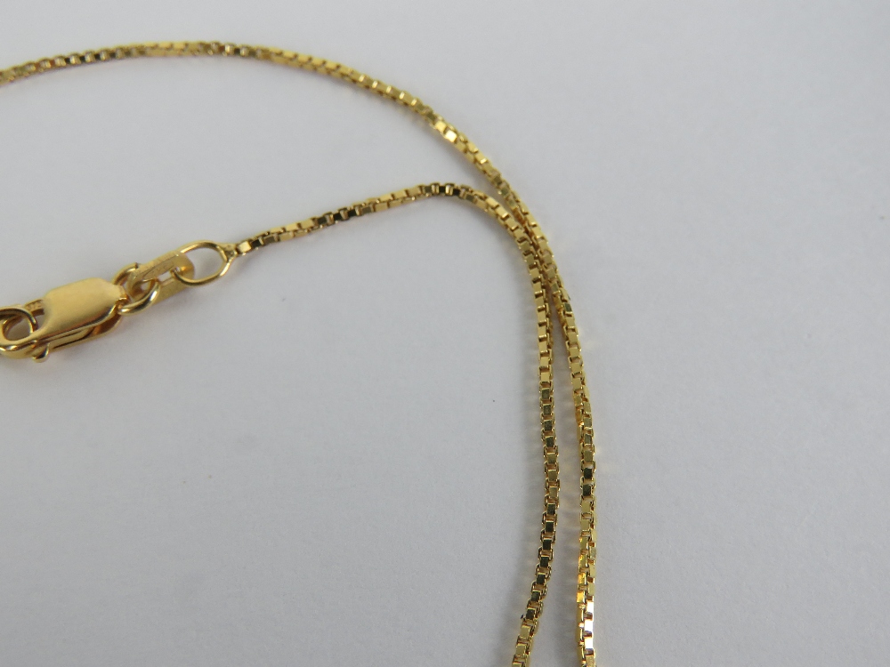 A 9ct gold box link chain necklace, 45cm in length, hallmarked 375, 2.3g. - Image 2 of 3