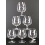 A set of six large Stewart Crystal brandy balloons, each standing 14.5cm high.