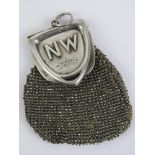 A rare cut steel beaded chateleine purse having white metal opening marked 'ST(?) SUHAHO & Co